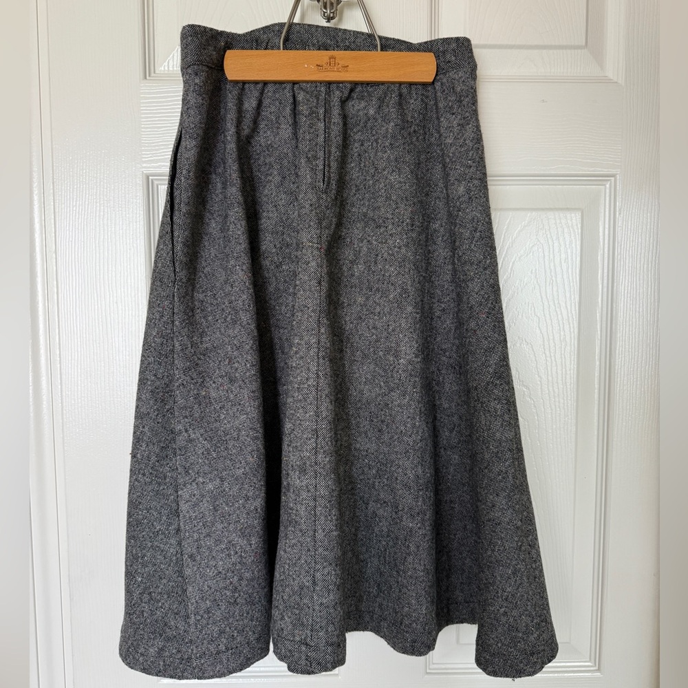 Modcloth Gray Pleated A-Line Midi Skirt
